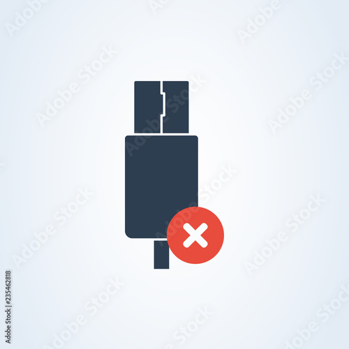 vector usb type-c and usb-c icon. delete flash usb-c cable. warning information