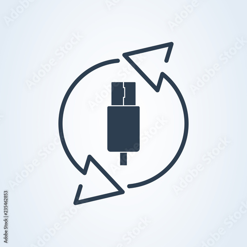 vector usb type-c and usb-c icon. circular illustration. revision icon