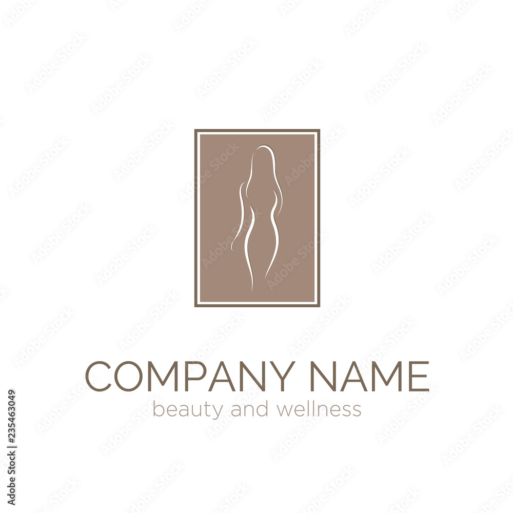 Vector logo template for SPA salon, cosmetology room, massage, boutique hotel, wellness centre. Silhouette of a slender woman. EPS10. Vector logo template for SPA salon, cosmetology room, massage, boutique hotel, wellness centre. Silhouette of a slender woman. EPS10.