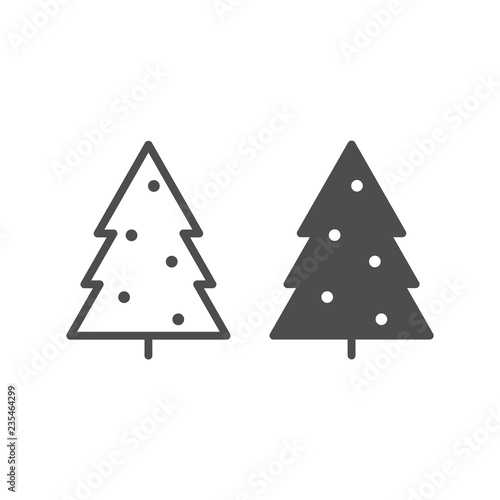 Christmass tree line and glyph icon. Fir-tree vector illustration isolated on white. Xmas decoration outline style design, designed for web and app. Eps 10.