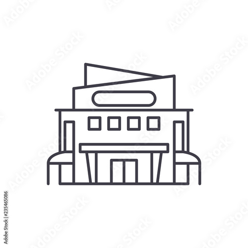 Shopping center line icon concept. Shopping center vector linear illustration, sign, symbol
