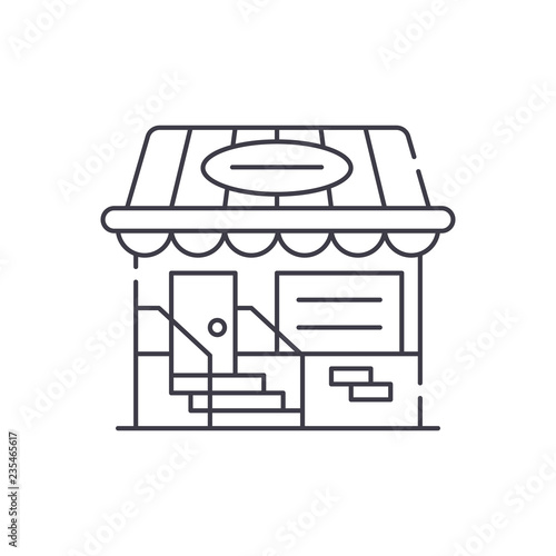 Small shop line icon concept. Small shop vector linear illustration, sign, symbol