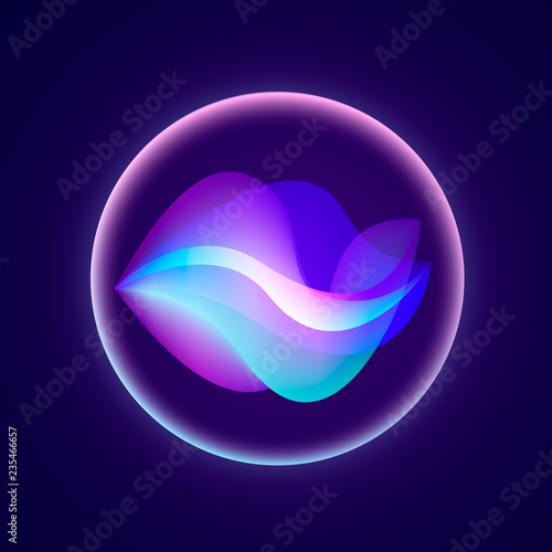 Personal assistant and voice recognition concept gradient. Vector illustration of soundwave photo