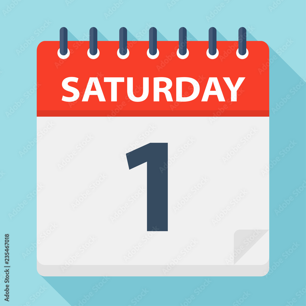 Saturday 1 - Calendar Icon. Vector illustration of week day paper leaf. Saturday 1 - Calendar Icon. Vector illustration of week day paper leaf.