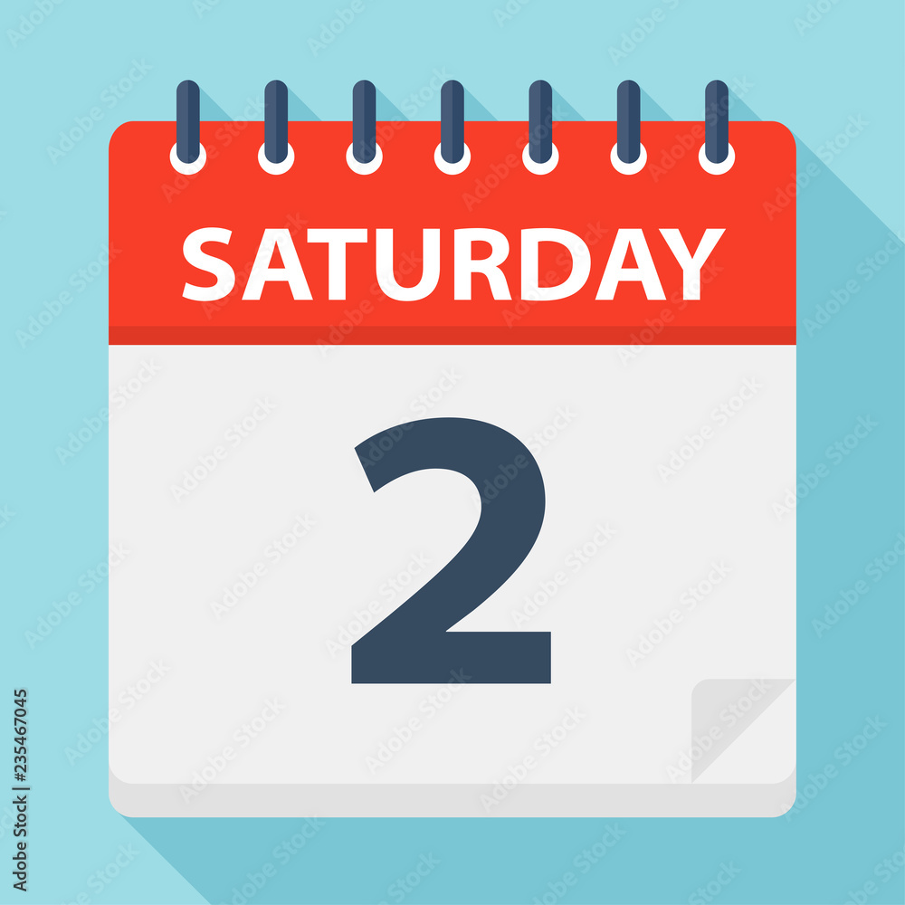 Saturday 2 - Calendar Icon. Vector illustration of week day paper leaf. Saturday 2 - Calendar Icon. Vector illustration of week day paper leaf.