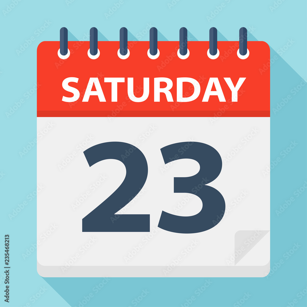 Saturday 23 - Calendar Icon. Vector illustration of week day paper leaf. Saturday 23 - Calendar Icon. Vector illustration of week day paper leaf.