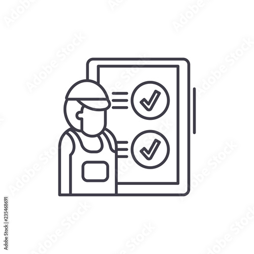 Technical inspection line icon concept. Technical inspection vector linear illustration, sign, symbol