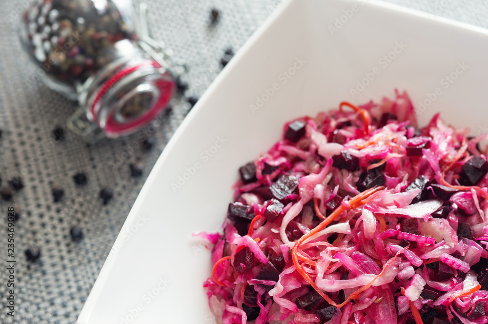 Healthy lifestyle. Salad with cabbage and beetroot Healthy lifestyle. Salad with cabbage and beetroot