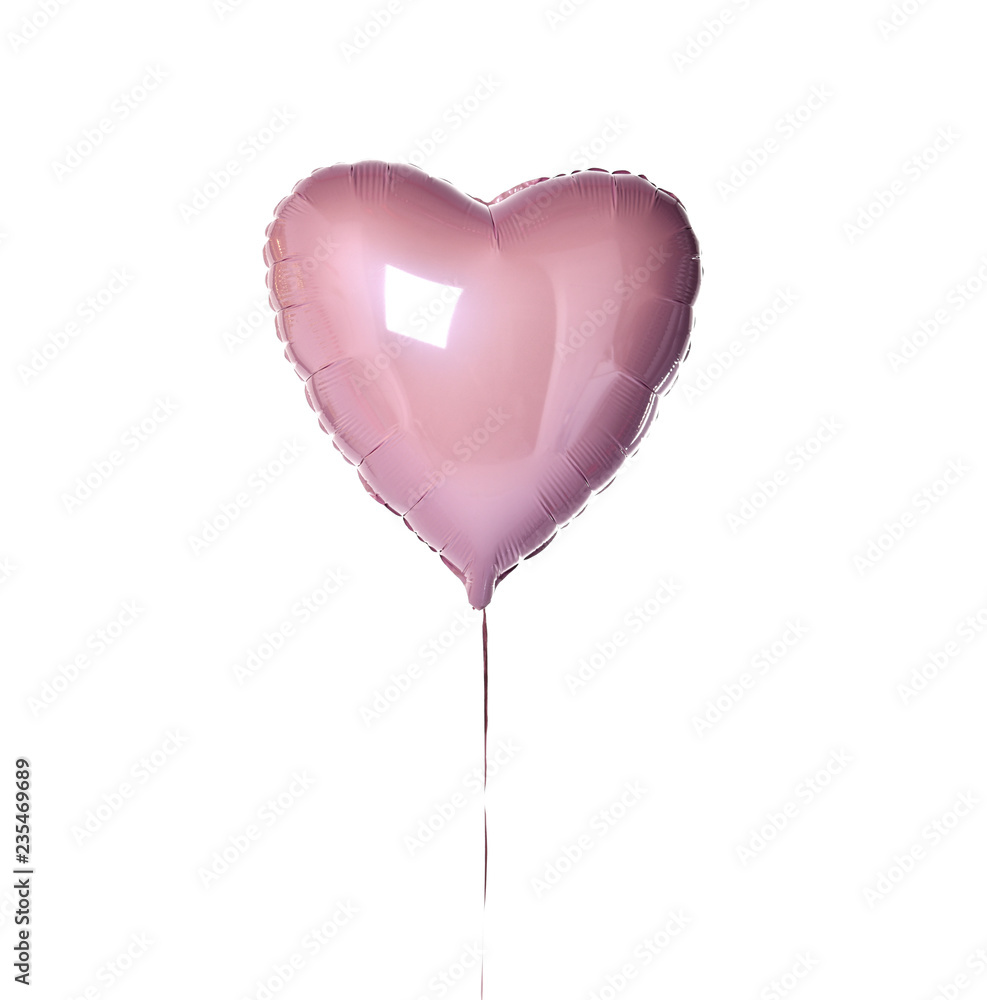 Naklejka Single big purple pink heart balloon object for birthday party isolated on a white