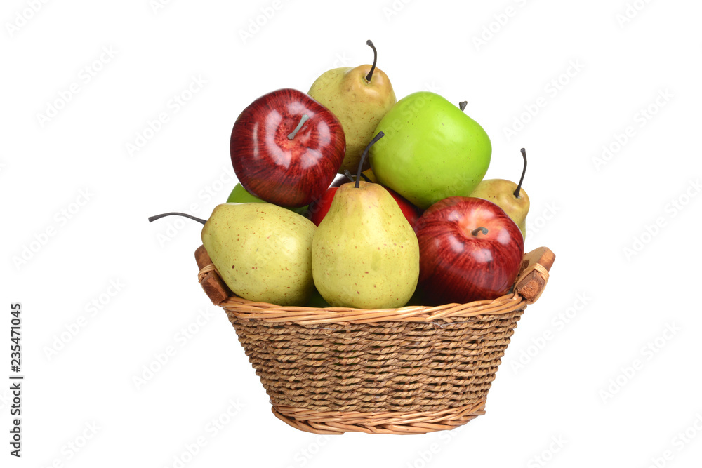 isolated basket of apples and pears isolated basket of apples and pears