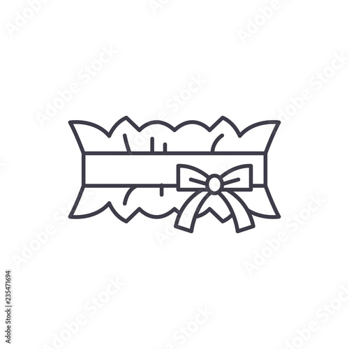 Wedding garter line icon concept. Wedding garter vector linear illustration, sign, symbol photo