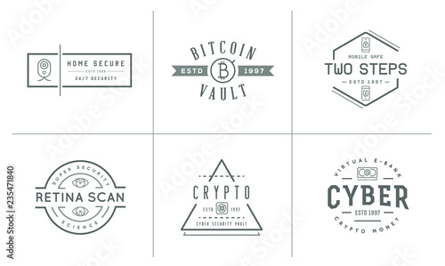 Set of Vector Cyber Security Identity Badges and Signs Can be used as Logotype
