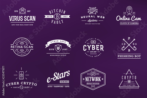 Set of Vector Cyber Security Identity Badges and Signs Can be used as Logotype