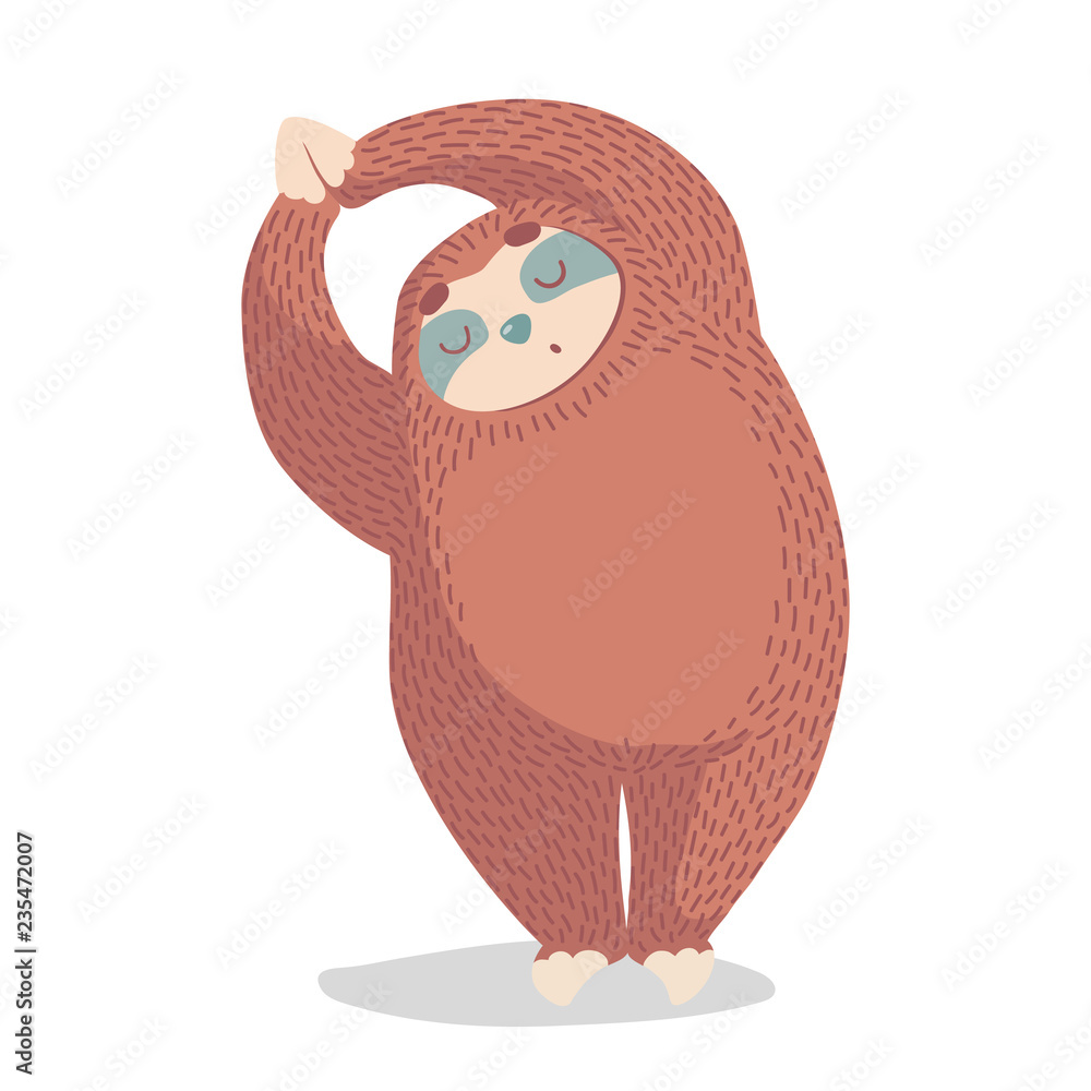 cute cartoon sloth in yoga pose. cartoon animal vector hand drawn vector illustration with Stock Vector | Adobe Stock cute cartoon sloth in yoga pose. cartoon animal vector hand drawn vector illustration with Stock Vector | Adobe Stock