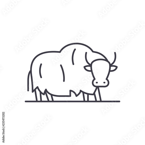 Yak line icon concept. Yak vector linear illustration, sign, symbol