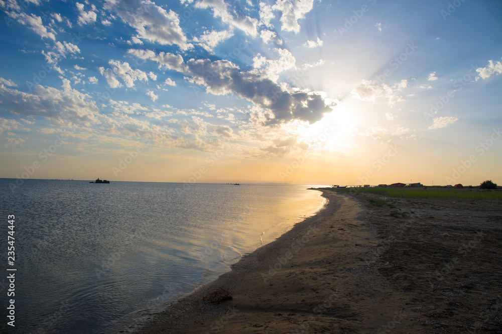 Amazing view of clear sea landscape with cloudy sky as a background Sunset time. Amazing view of clear sea landscape with cloudy sky as a background Sunset time.