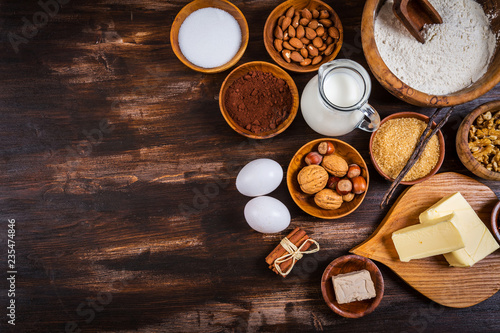 Variation of baking ingredients for Christmas cookies