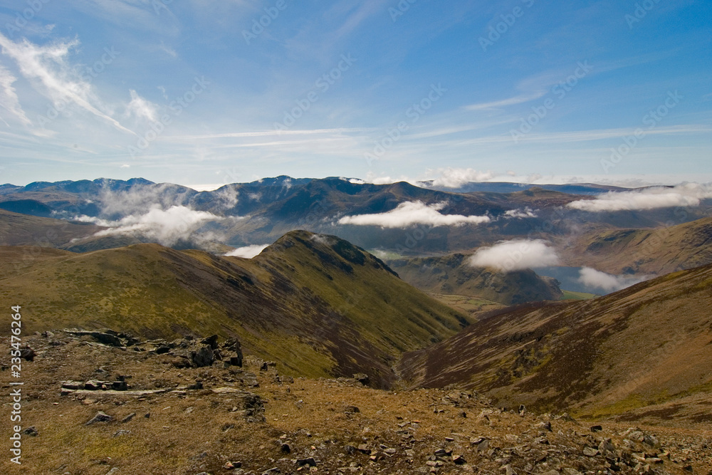 View from Grasmoor towards Buttermere Valley and High Stile, Lake District, Cumbria, England