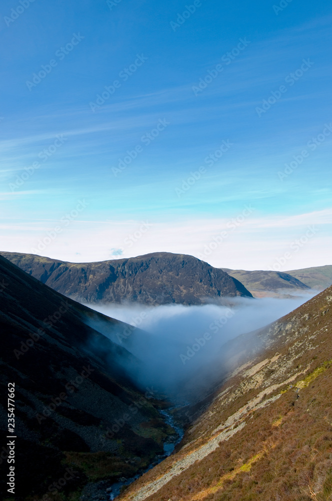 Cloud inversion near Crummock and Buttermere, Lake District, Cumbria, England