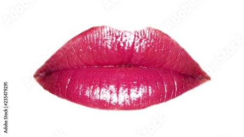 lips with different lipstick stop motion moving.