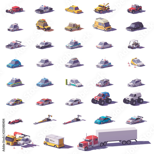 Vector cars and trucks icon set