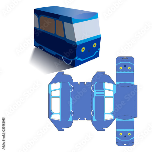 Retail Children Car Bus Box with Blueprint Template