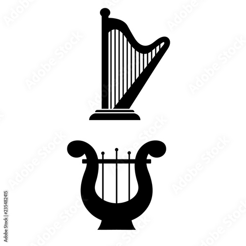 Harp icon, logo on white background
