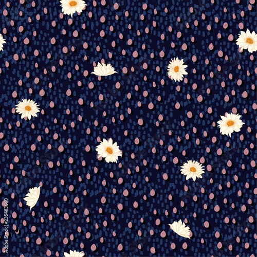 Wallpaper Mural Vector floral seamless pattern on colorful; hand drawing polka in layers dot paint , delicate flower wallpaper, daisy flowers  wallpaper Torontodigital.ca