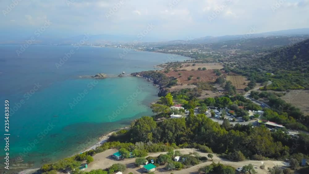 Sea resort coast of island Cyprus, aerial shot Sea resort coast of island Cyprus, aerial shot