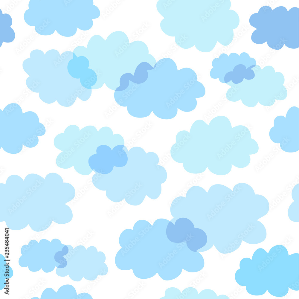 Seamless pattern with cute clouds. Childrens shiny background. Endless texture can be used for wallpaper, pattern fills, web page background, surface texture.