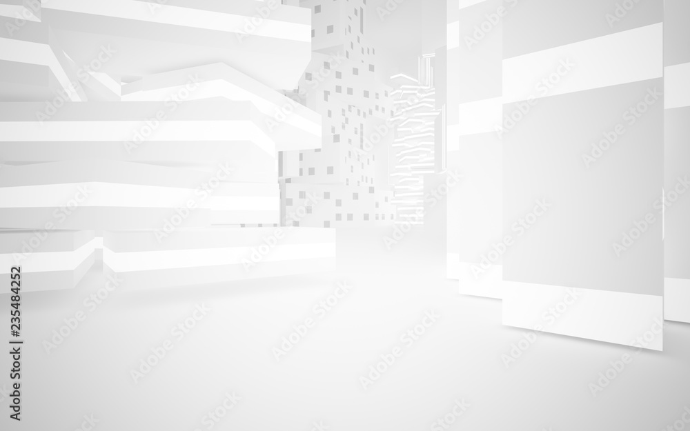 Fototapeta premium White Abstract architectural background whith gray lines . 3D illustration and rendering