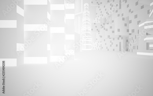 White Abstract architectural background whith gray lines . 3D illustration and rendering