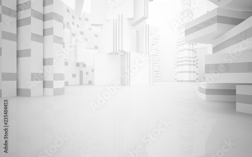 White Abstract architectural background whith gray lines . 3D illustration and rendering © SERGEYMANSUROV