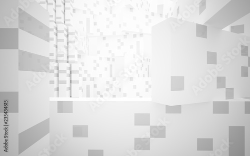 White Abstract architectural background whith gray lines . 3D illustration and rendering