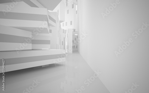 White Abstract architectural background whith gray lines . 3D illustration and rendering