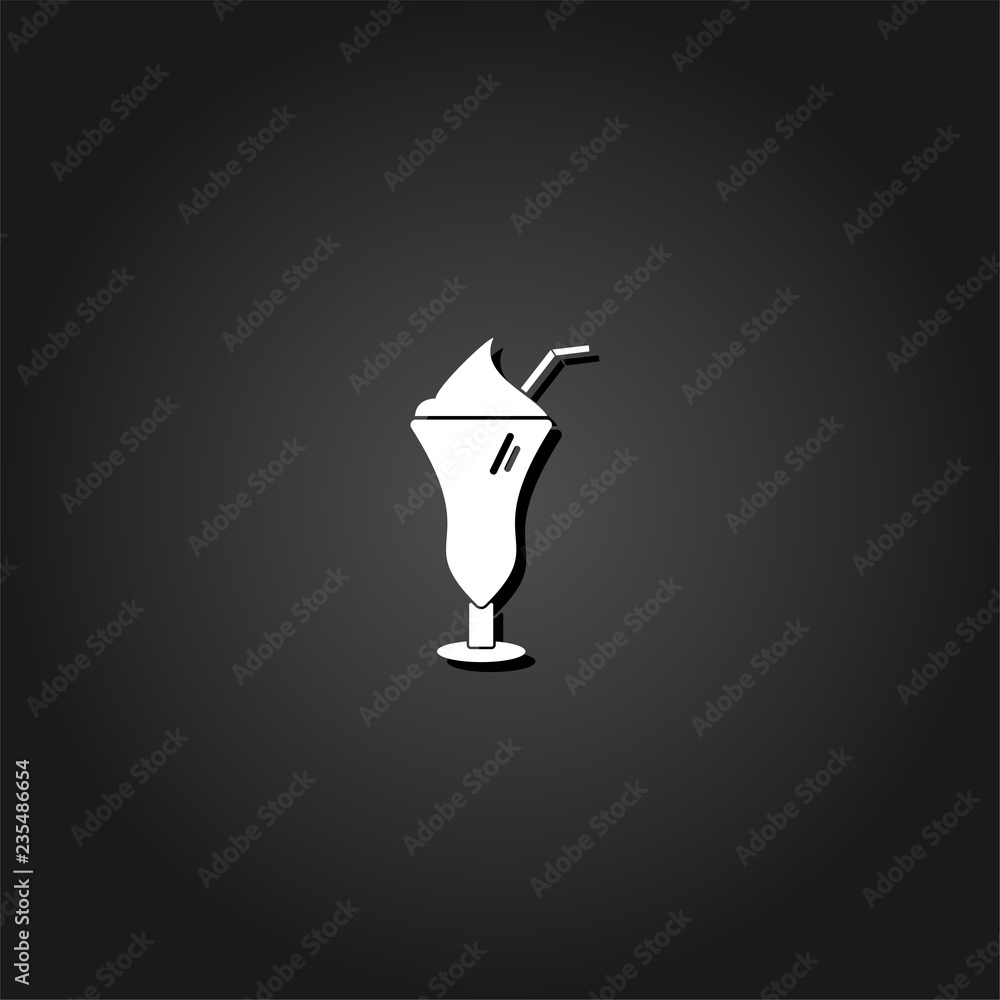 Cocktail icon flat. Simple White pictogram on black background with shadow. Vector illustration symbol Cocktail icon flat. Simple White pictogram on black background with shadow. Vector illustration symbol