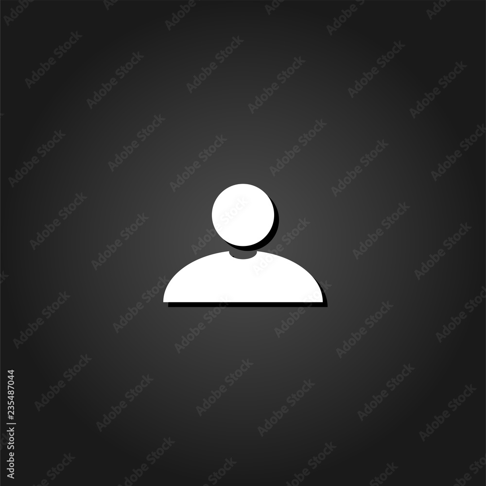 Avatar icon flat. Simple White pictogram on black background with shadow. Vector illustration symbol Avatar icon flat. Simple White pictogram on black background with shadow. Vector illustration symbol