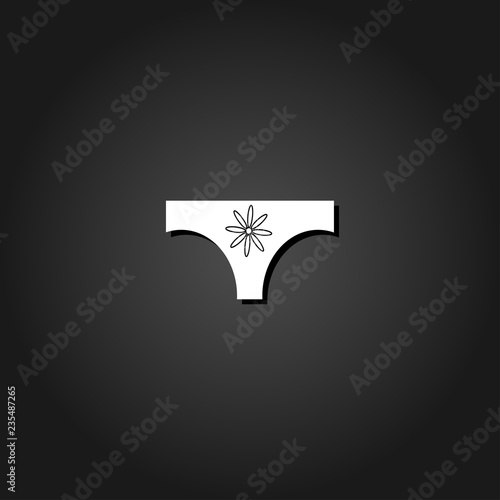 Women panties icon flat. Simple White pictogram on black background with shadow. Vector illustration symbol