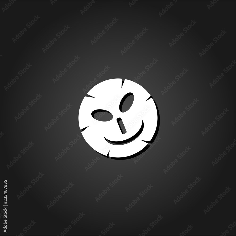 Cosmetic mask icon flat. Simple White pictogram on black background with shadow. Vector illustration symbol Cosmetic mask icon flat. Simple White pictogram on black background with shadow. Vector illustration symbol