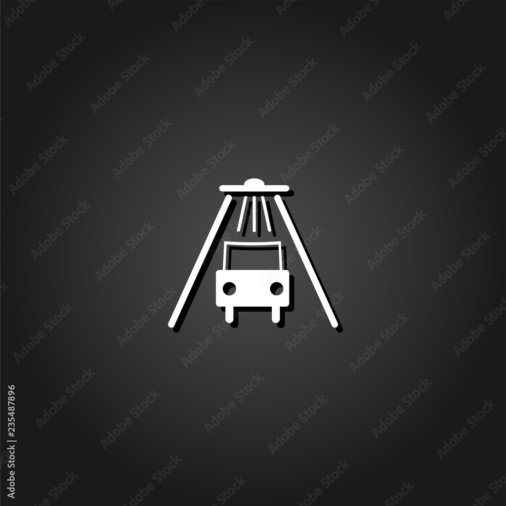 Car wash icon flat. Simple White pictogram on black background with shadow. Vector illustration symbol Car wash icon flat. Simple White pictogram on black background with shadow. Vector illustration symbol