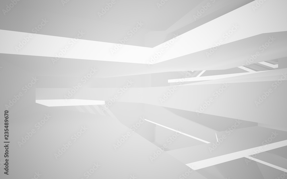 Abstract white interior highlights future. Architectural background. 3D illustration and rendering Abstract white interior highlights future. Architectural background. 3D illustration and rendering