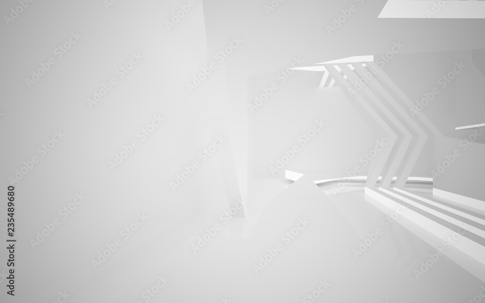 Abstract white interior highlights future. Architectural background. 3D illustration and rendering Abstract white interior highlights future. Architectural background. 3D illustration and rendering