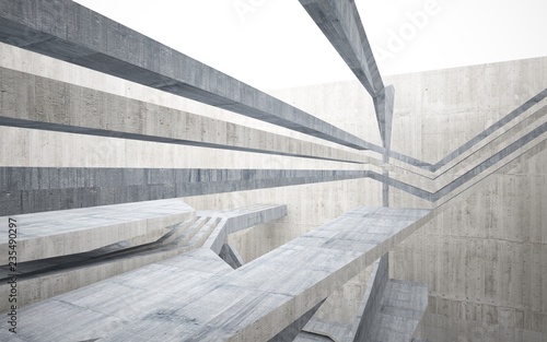Empty dark abstract concrete room interior. Architectural background. 3D illustration and rendering