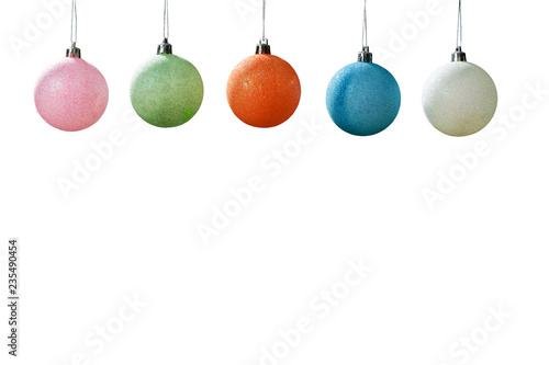 Multicolored christmas balls isolated on white background