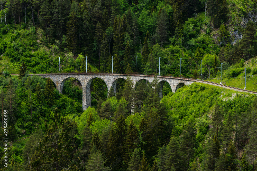 Railway bridge viaduct near Landwasser