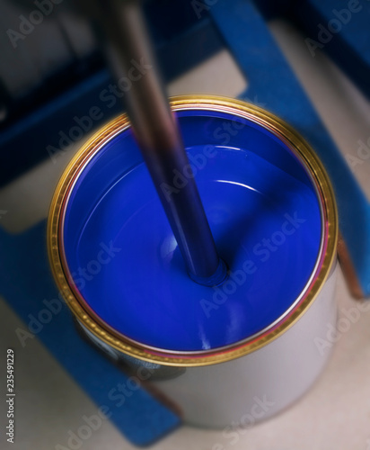 Wallpaper Mural BLUE PAINT IN TIN ON MIXING MACHINE Torontodigital.ca