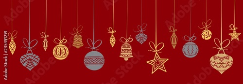 Christmas decorations, sketch drawing for your design, greeting card, Christmas icons