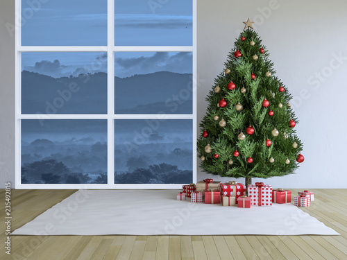 3d rendering image of interior design in christmas festival