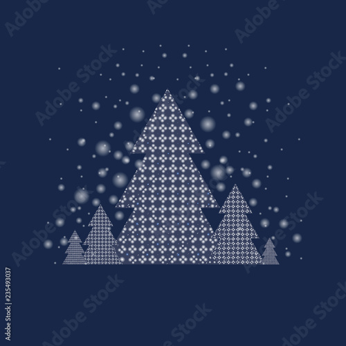 Blue Xmas Postcard With Firtree
