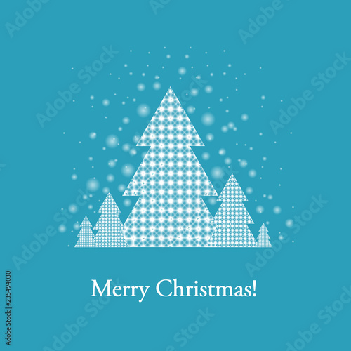 Happy Xmas Postcard With Firtree